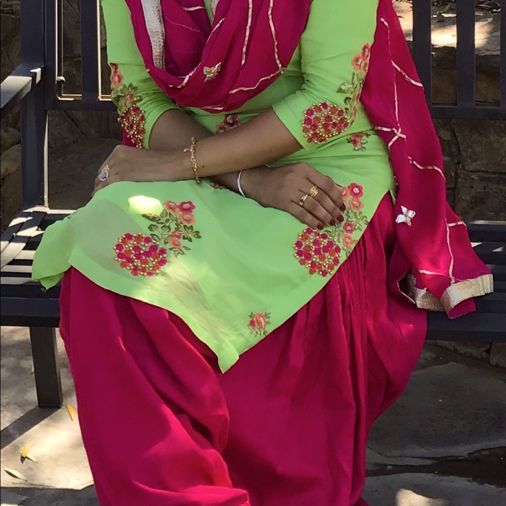 Embroidered shirt with salwar with dupatta